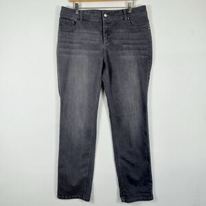 Chico's‎ Womens 2 Short 12 Large Vintage Wash Grey Rhinestone Stud Pocket Jeans